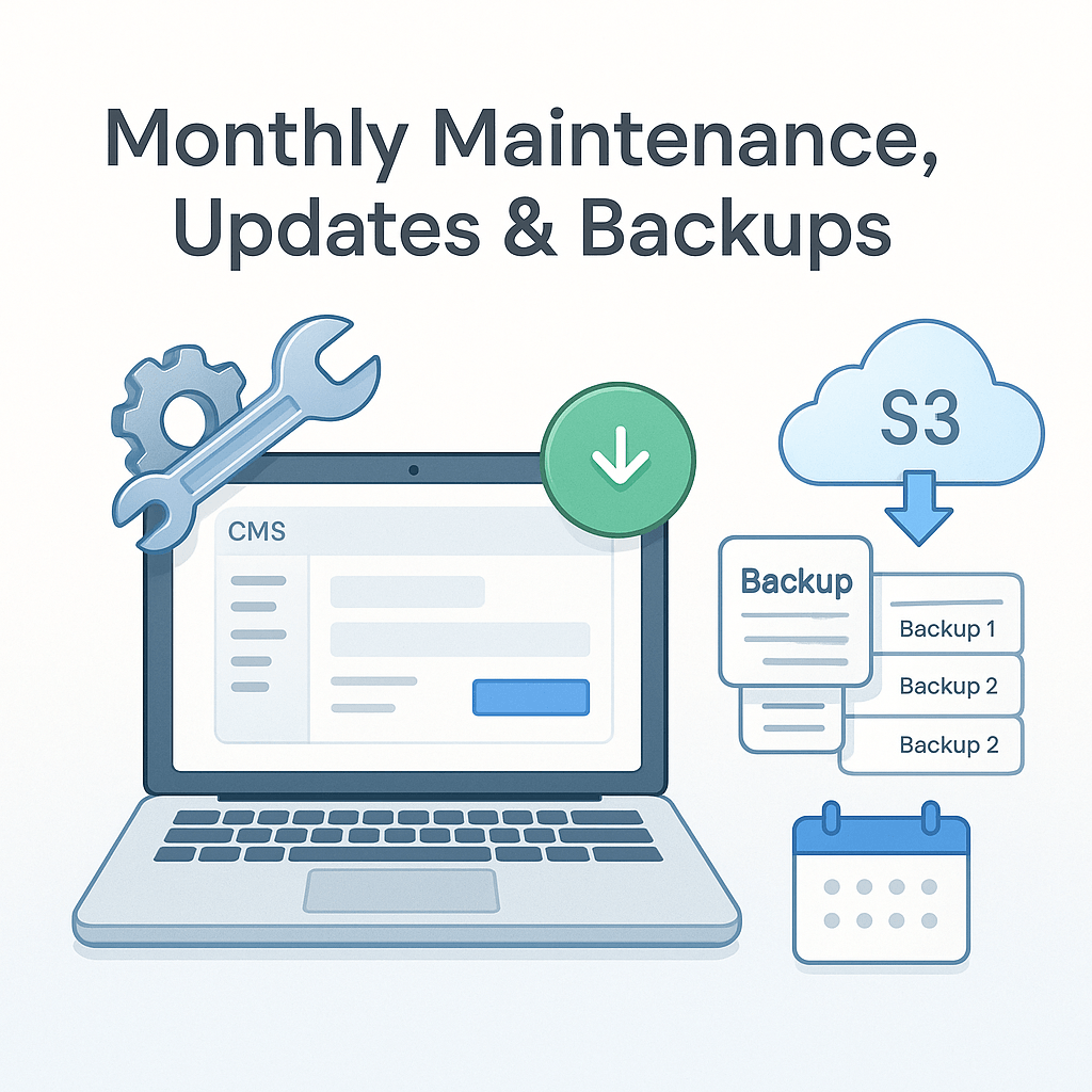 Monthly Maintenance, Updates & Backups