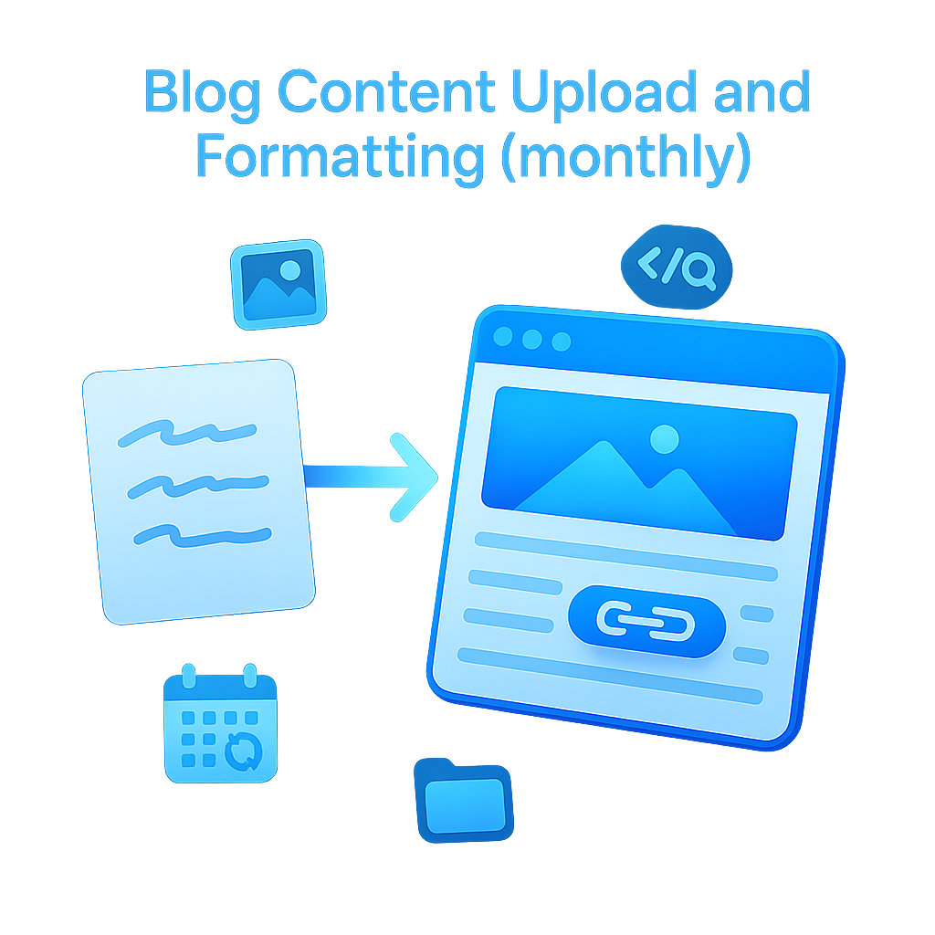 Blog Content Upload and Formatting, monthly