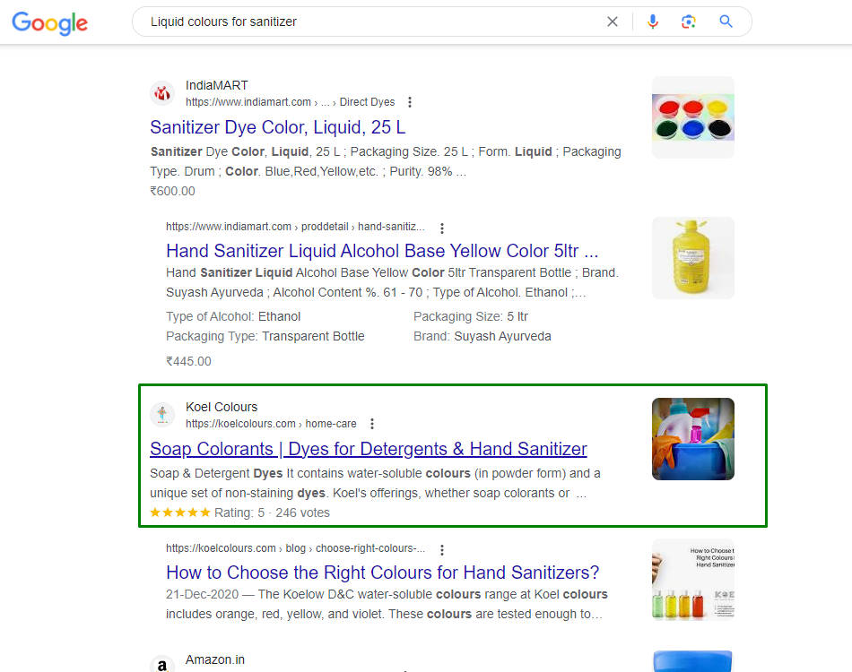 Liquid colours for sanitizer