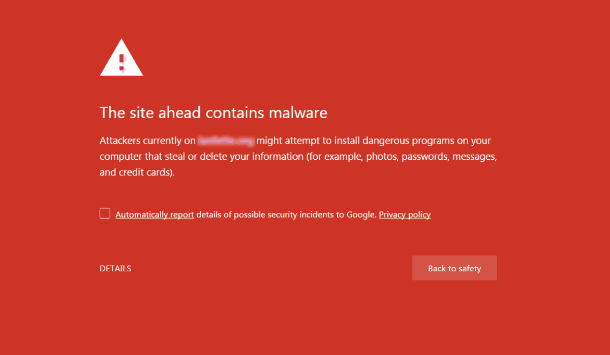Google Red Malware Alert